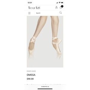 Wear Moi Omega Pointe ballet shoes with satin Ribbons Size 7 XX H 3/4 Ballerina